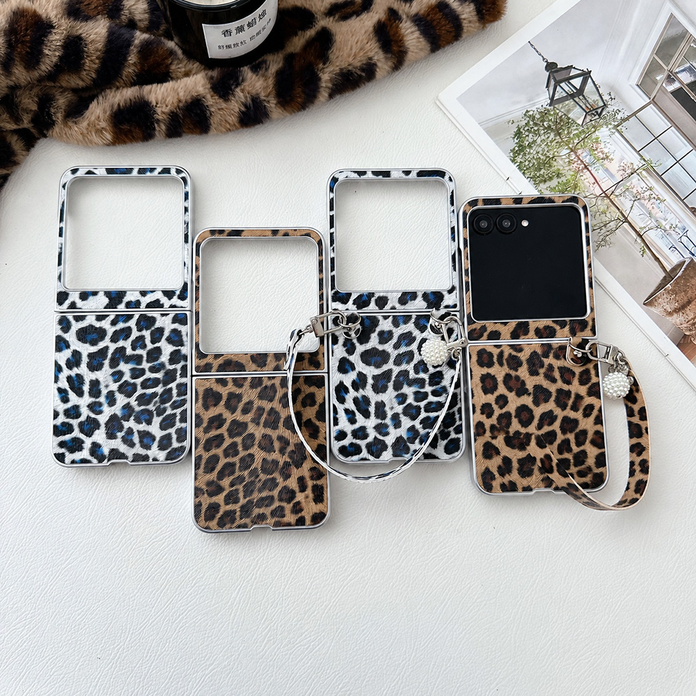 Slim Fit Suit Set - Luipaardprint Opvouwbare Flip Telefoonhoes Voor Motorola
