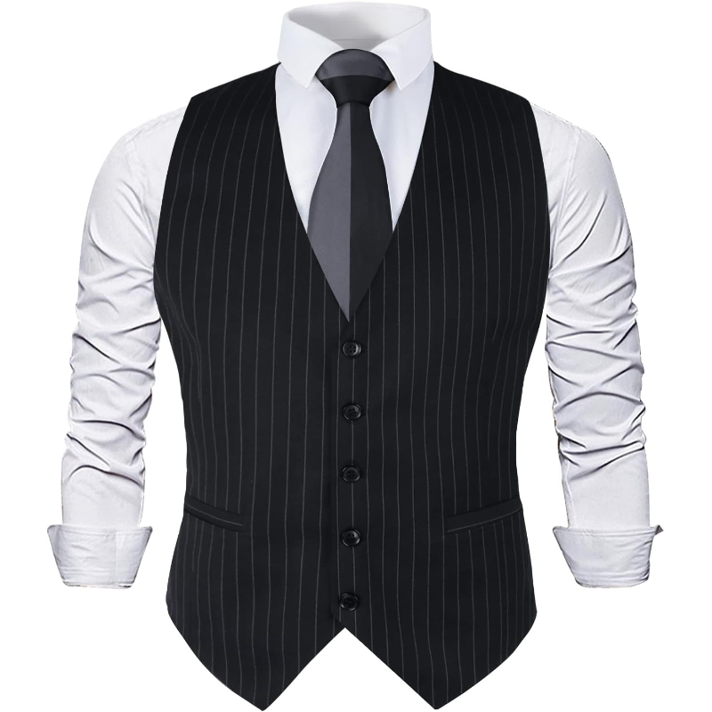 Men'S Formal Wear Waistcoat - Heren pinstripe zakelijk pakvest, formele smokingvest