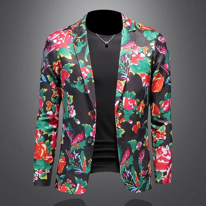 Large Men Formal Wear - Chinese stijl noordoosten grote bloemenprint heren