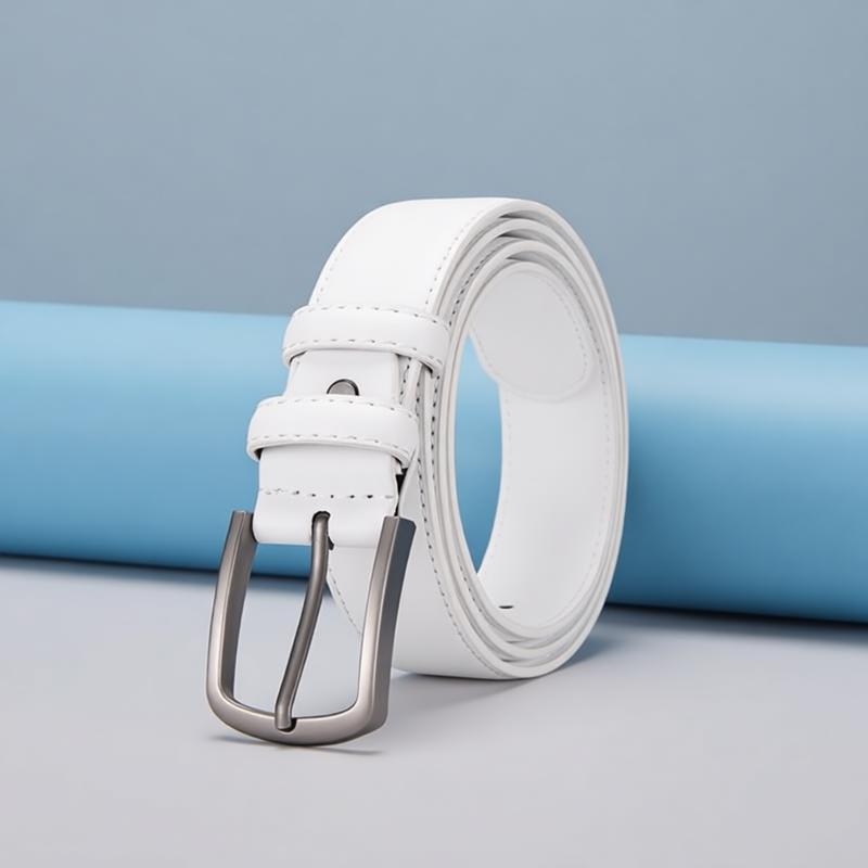 Men'S Formal Wear Belt - Formele herenriem, effen wit, klassiek stijlvol.