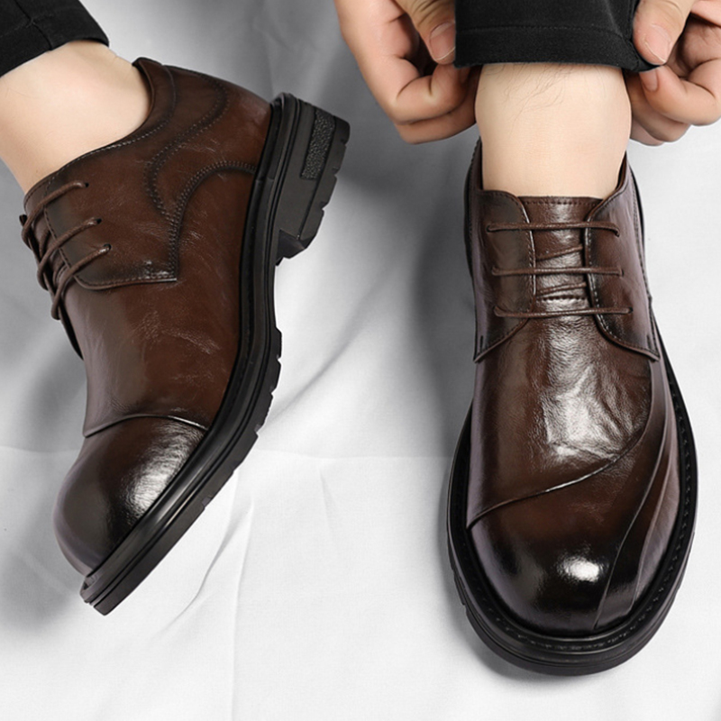 Formal Wear For Men In Wedding - Bruin gepolijst echt leer met veters,