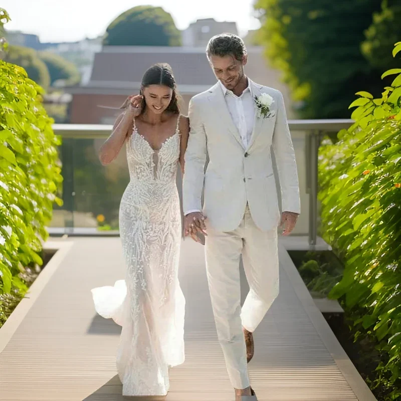 Men Formal Wear Summer - Linnen Bruiloft Smoking Voor Mannen Zomer