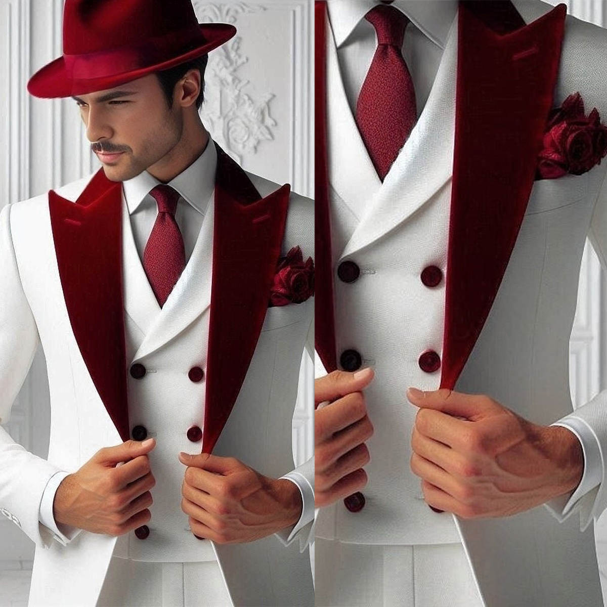 Men'S Formal Wear For Graduation - Formele Man Smoking Fluwelen 3 Stuks