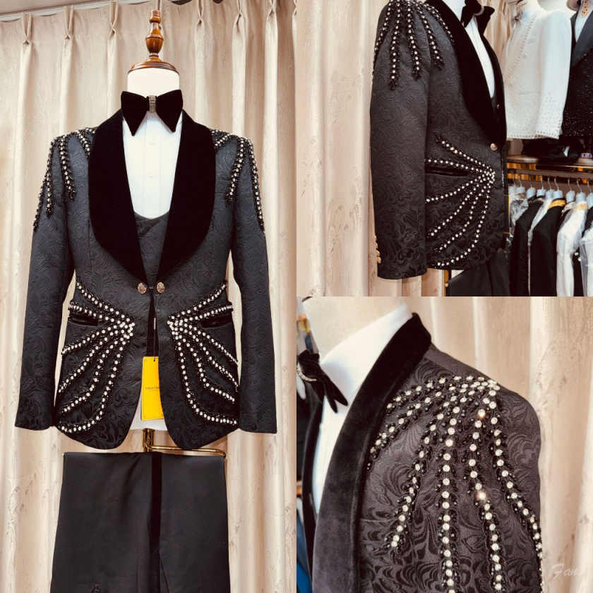 Men'S Formal Wear Waistcoat - Prachtige Kristallen Kwastje Mannen Pak 3
