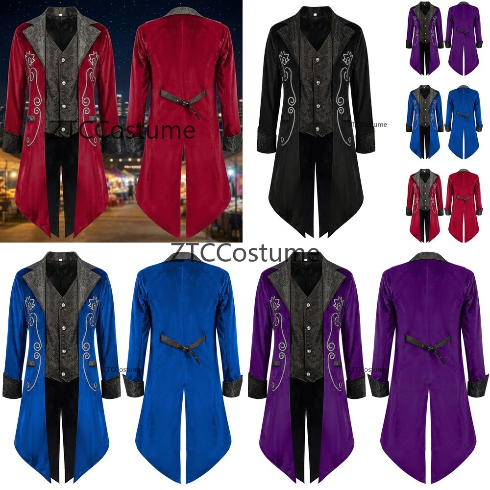 Victorian Men'S Formal Wear - Steampunk Victoriaanse slipjas Middeleeuws cosplaykostuum Vintage