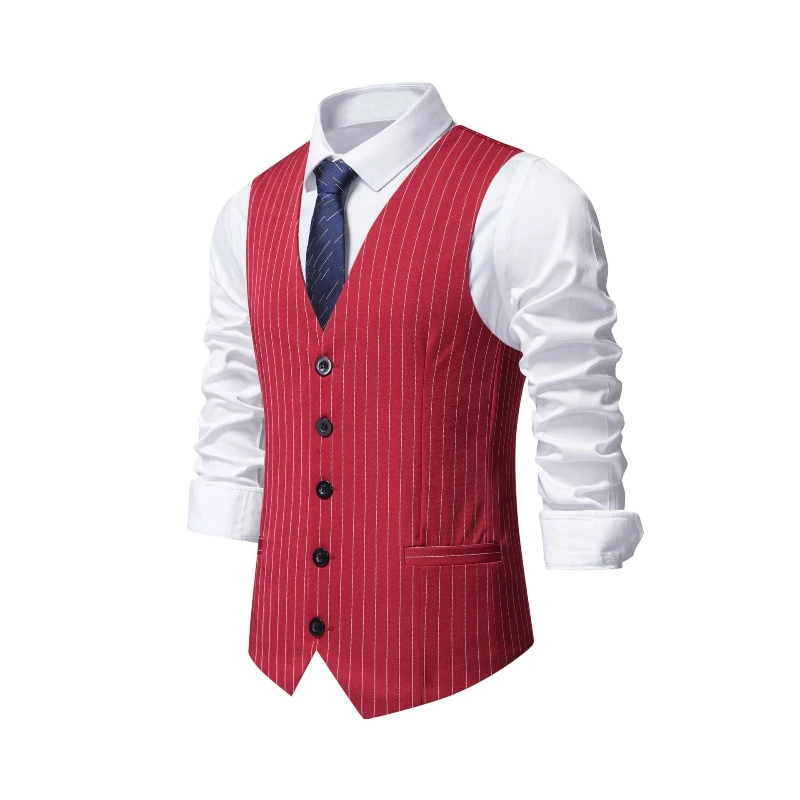 2026 Nieuw Rood Gestreept Pakv - Men'S Formal Wear Waistcoat recensie en prijs