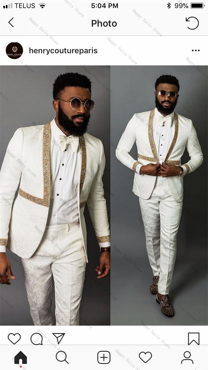 Witte herfst herenpak set 2-de - Formal Wear Jersey For Men recensie en prijs
