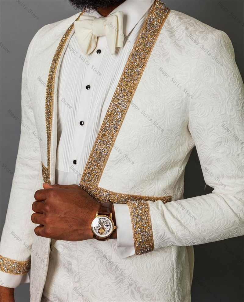 Witte herfst herenpak set 2-de - Formal Wear Jersey For Men recensie en prijs