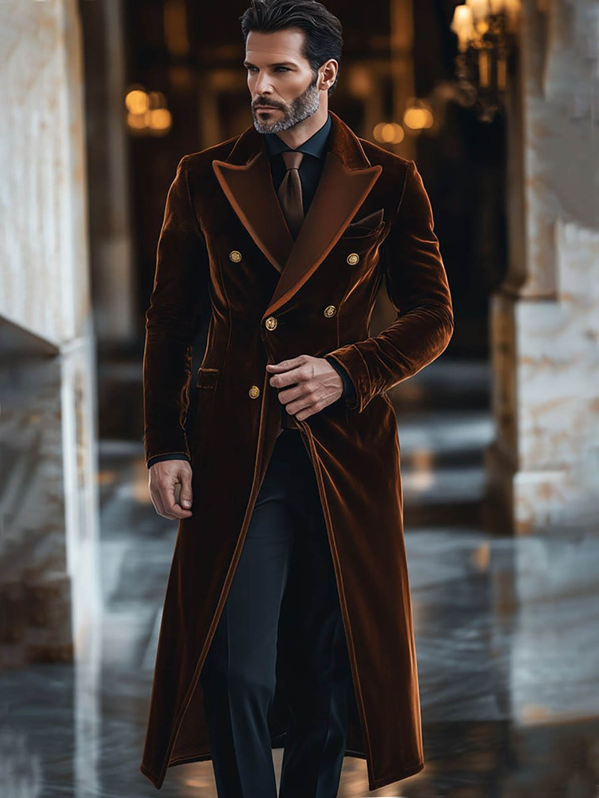 Bruin fluwelen heren lange jas - Men'S Formal Wear Waistcoat recensie en prijs