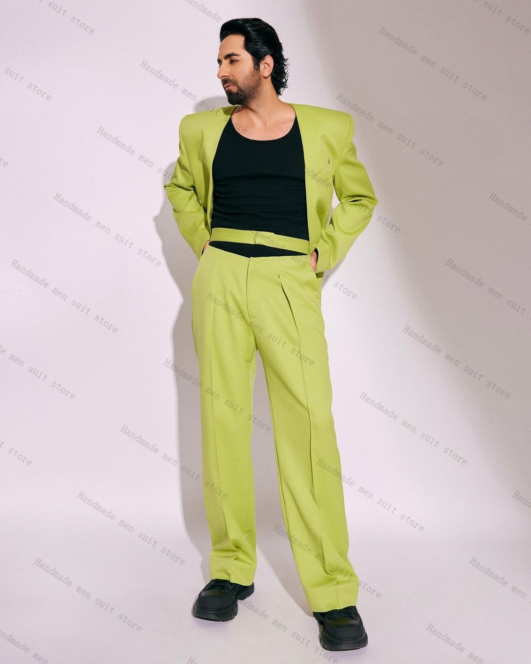 Mode groene mannen pak set 2-d - Men'S Formal Wear Belt recensie en prijs