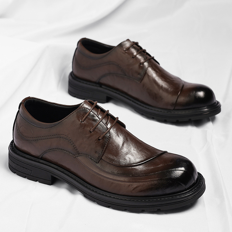 Bruin gepolijst echt leer met  - Formal Wear For Men In Wedding recensie en prijs