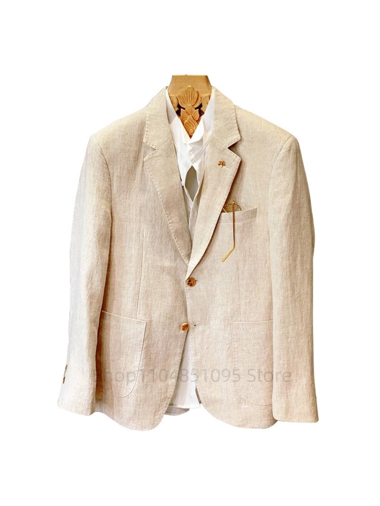 Beige herenpak linnen blazers  - Men Formal Wear Summer recensie en prijs