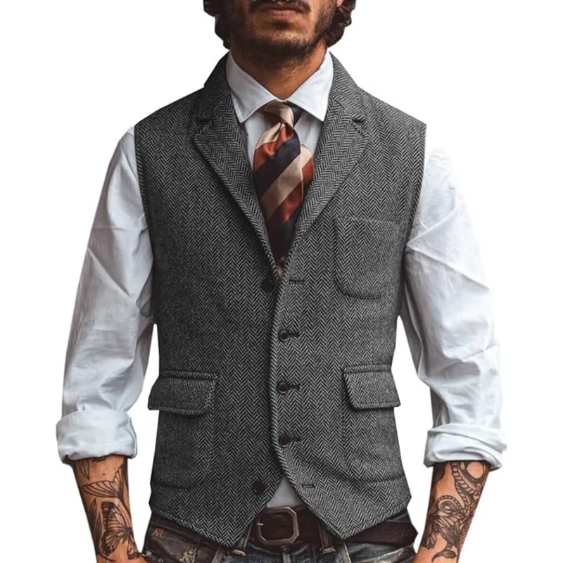 Retro Tweed herenvest met visg - Men'S Formal Wear Waistcoat recensie en prijs