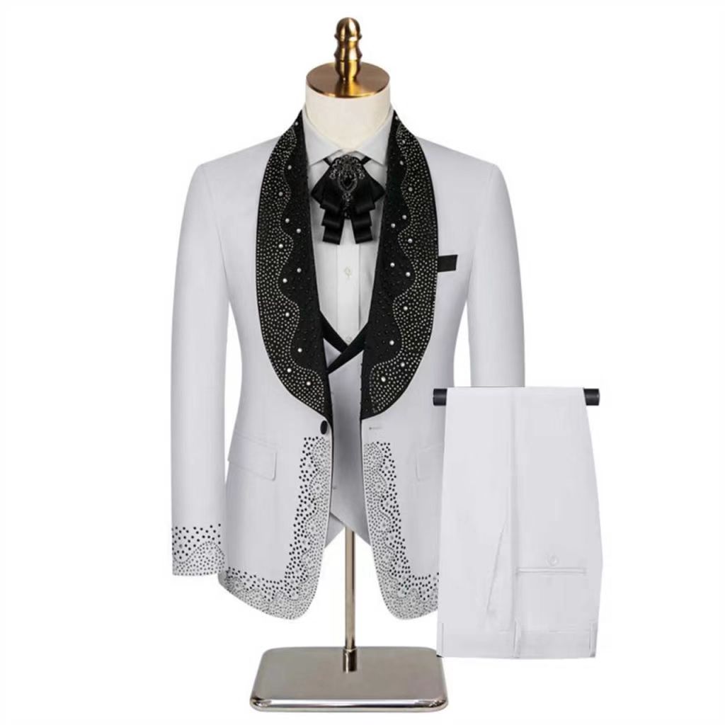 Witte mannen pak set 2-delige  - Formal Wear Jersey For Men recensie en prijs