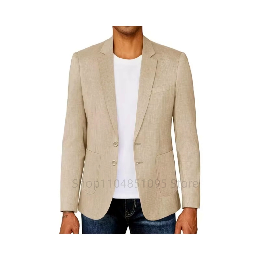 Slim Fit Heren Beige/Blauw Lin - Men Formal Wear Summer recensie en prijs