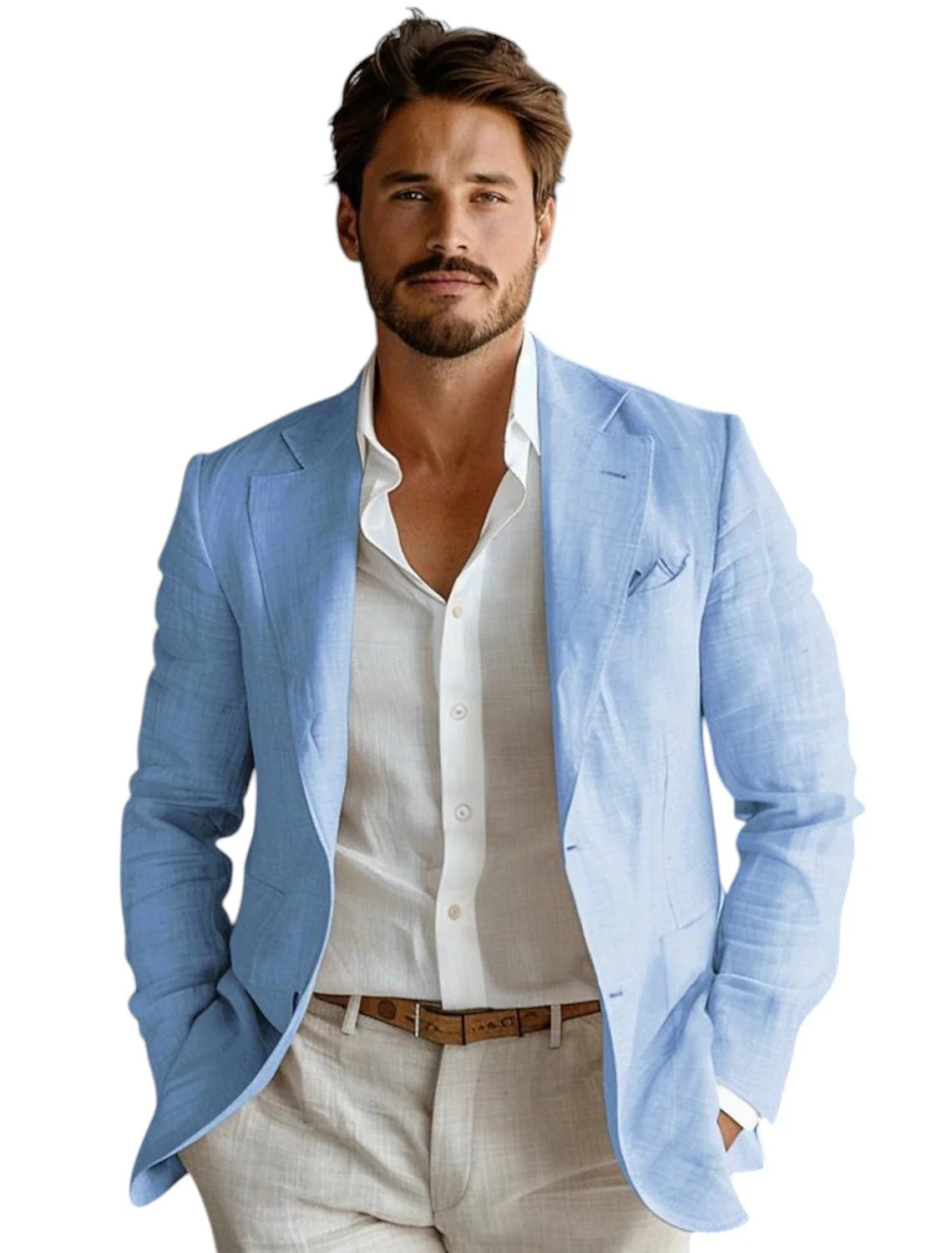 Blauwe Slim Fit Heren Linnen B - Men Formal Wear Summer recensie en prijs