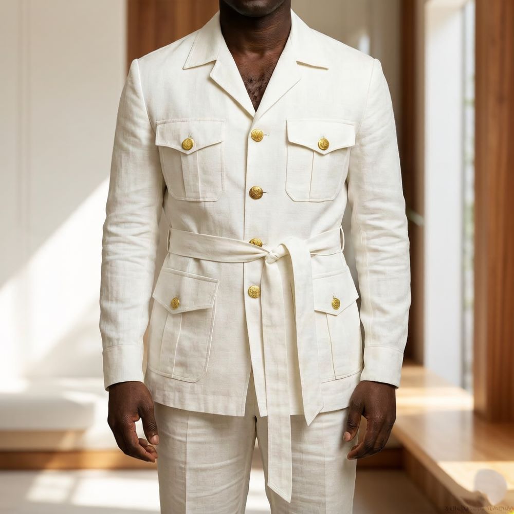 Heren Off-White Linnen Safari  - Men'S Formal Wear Belt recensie en prijs