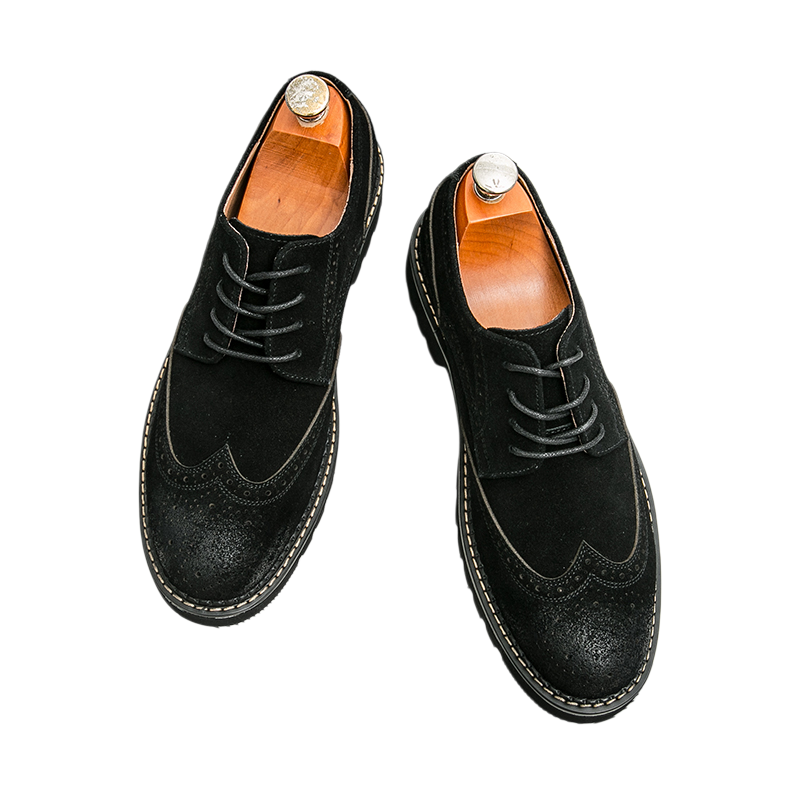 Bruine suède brogue-oxfords vo - Large Men Formal Wear recensie en prijs