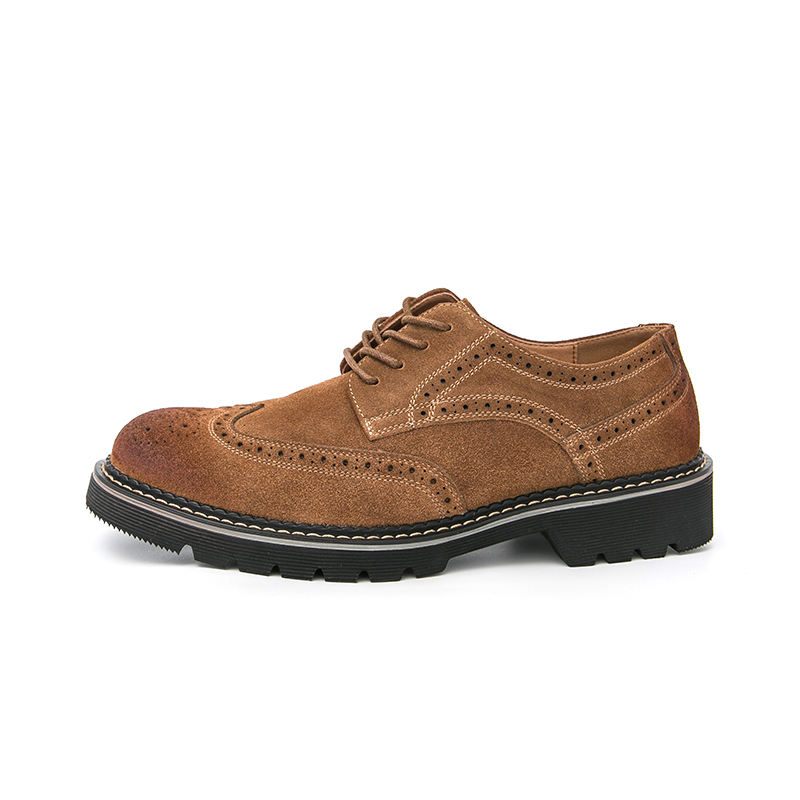 Bruine suède brogue-oxfords vo - Large Men Formal Wear recensie en prijs