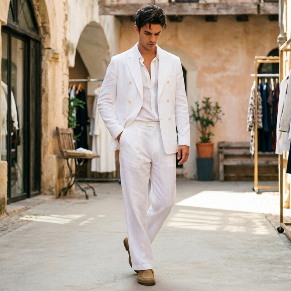 Saliegroen linnen herenpakken, - Men'S Relaxed Formal Wear recensie en prijs