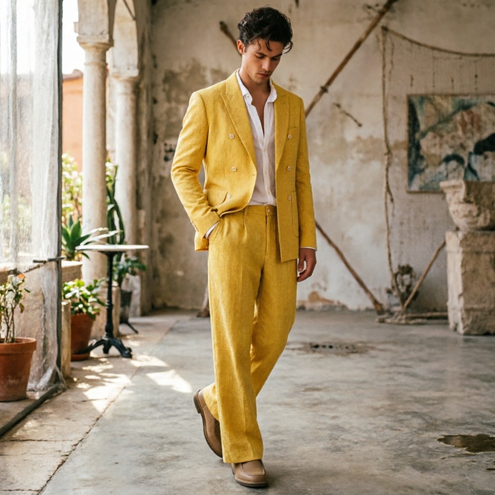 Saliegroen linnen herenpakken, - Men'S Relaxed Formal Wear recensie en prijs